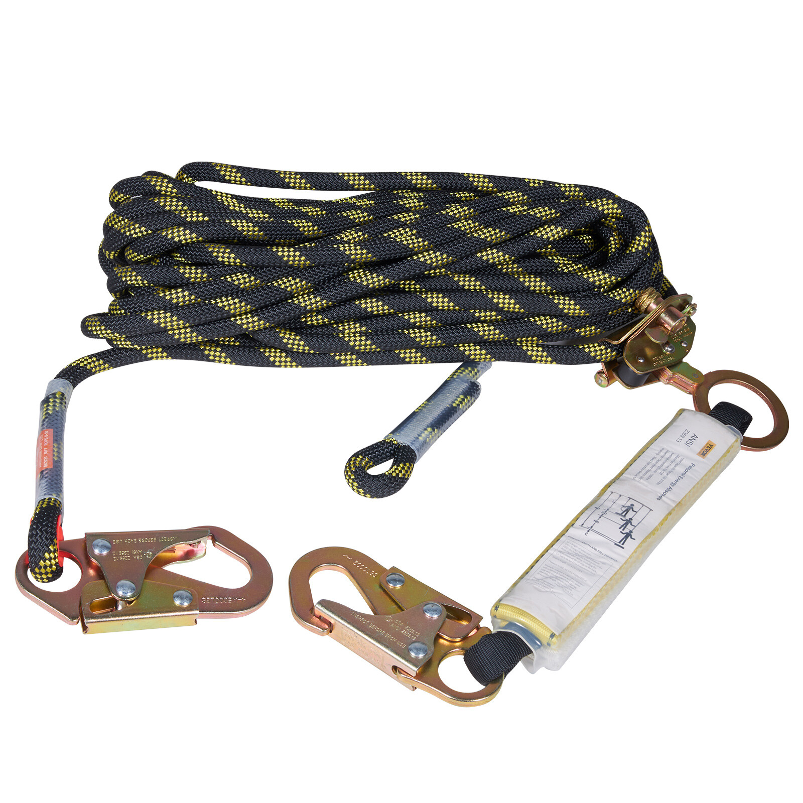 Vertical Lifeline Assembly 50ft Fall Protection Polyester Rope 30 KN ANSI