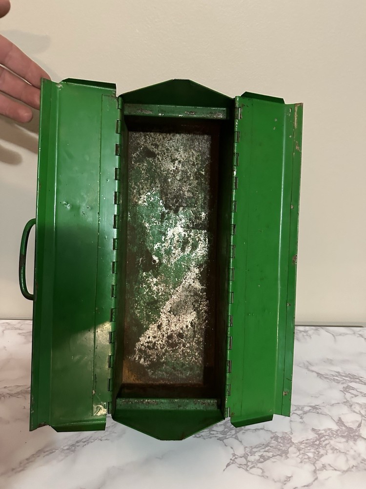 Vintage Steel Tool Box With Split Top