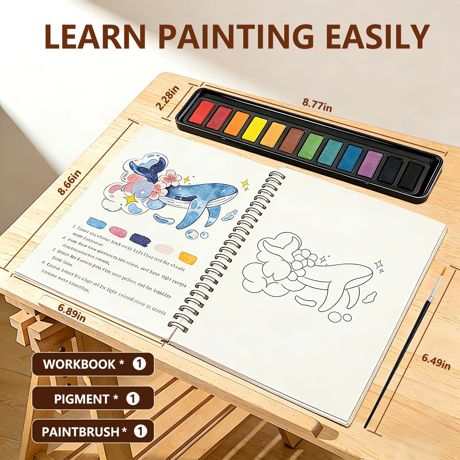 Watercolor Workbook for Beginners - Complete Watercolor Painting Kit with 12 ...