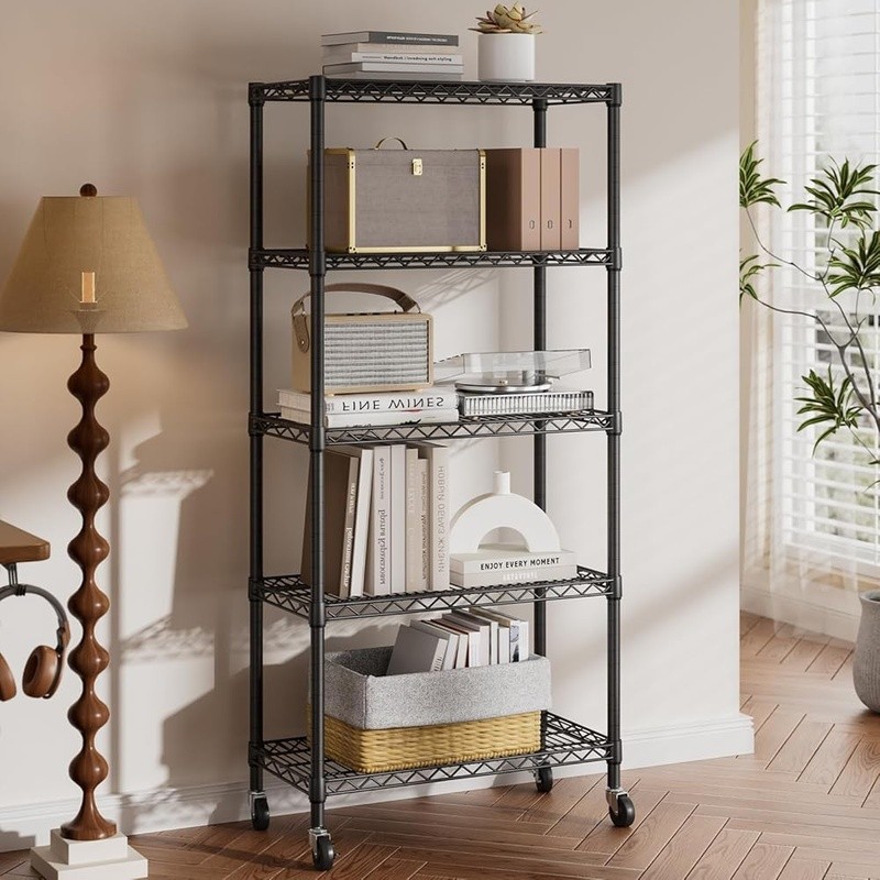 Heavy Duty Adjustable Shelving Unit Utility Rack Storage Solution W/ Wheels New