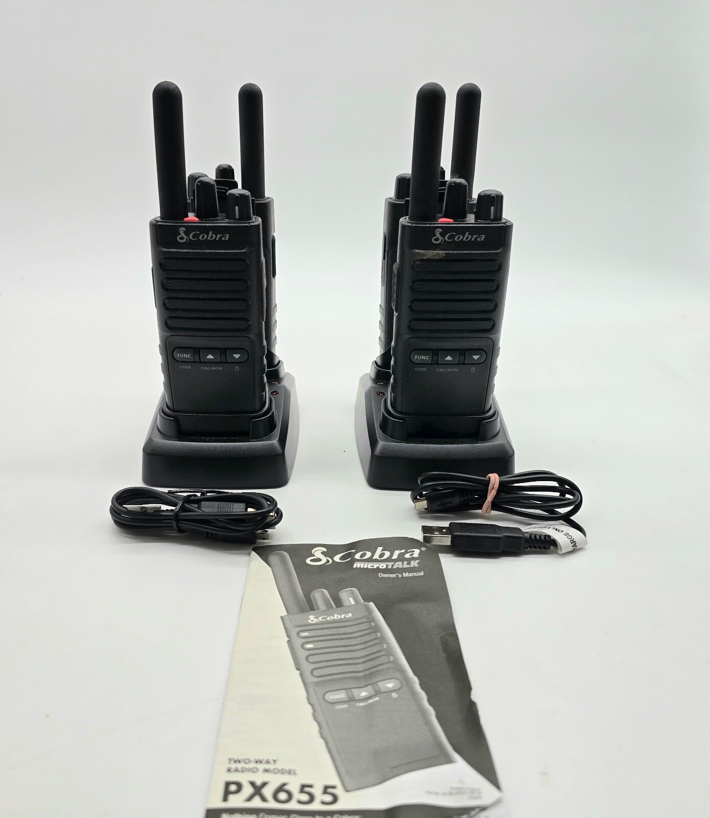 4 x Gently Used Cobra PX655 2 Pack Pro Business Radios Walkie Talkies