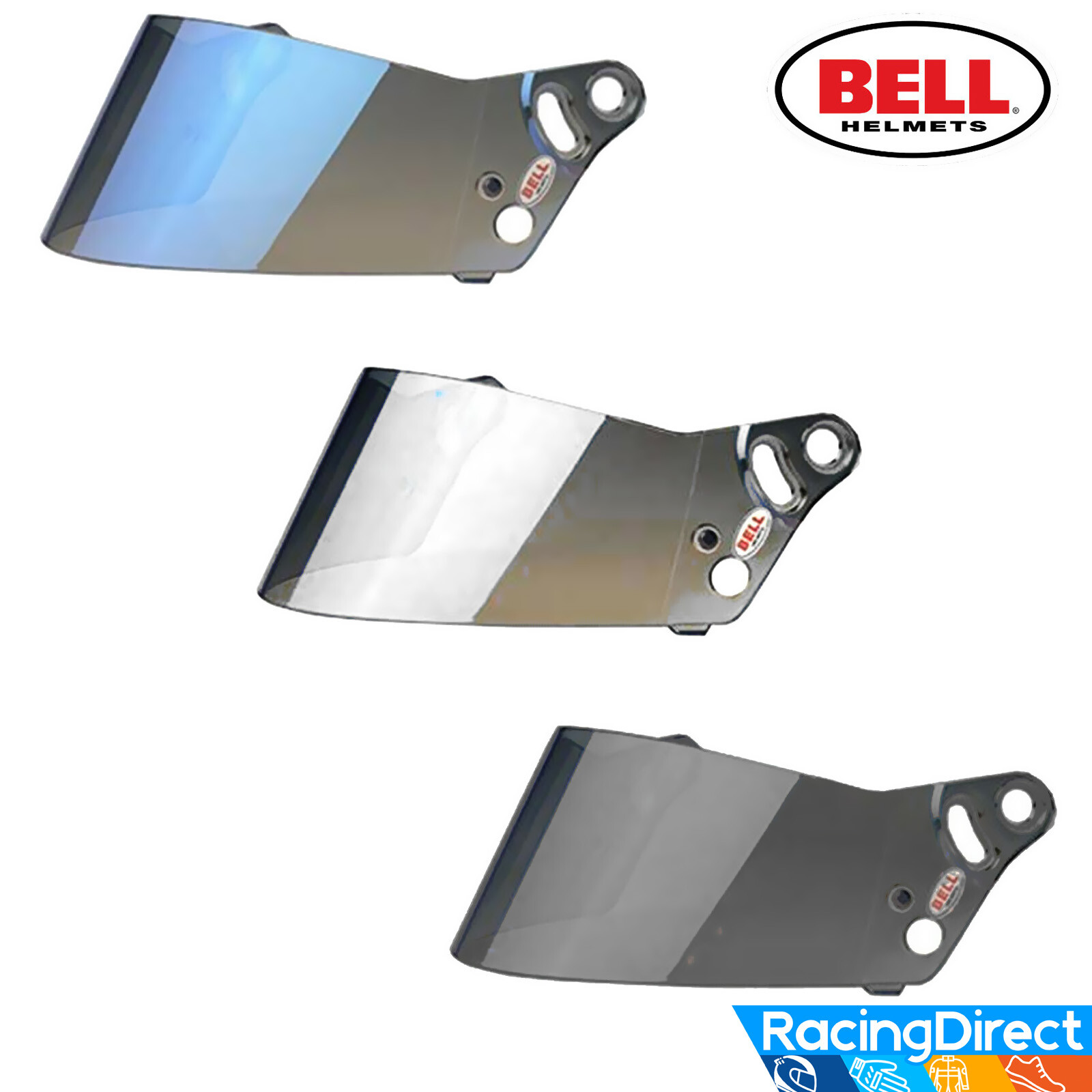 Bell SRV-8 3MM Shield - M.8 / M8 Carbon Helmet Visor -Smoke Blue Silver Mirror+