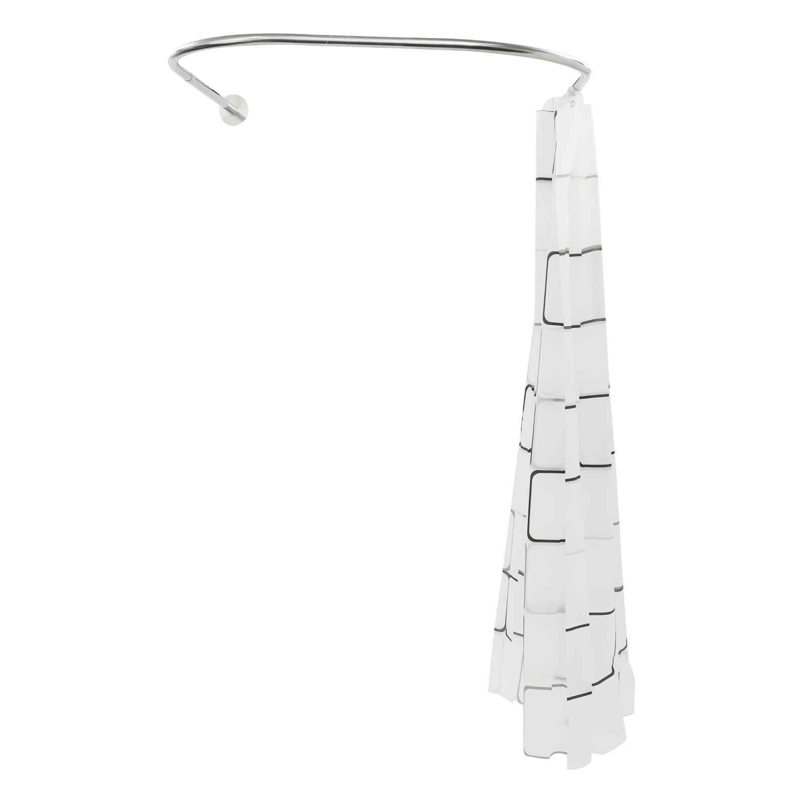 U-Shaped Shower Curtain Rod Set – No Holes Installation, Adjustable 0.9-1.3m