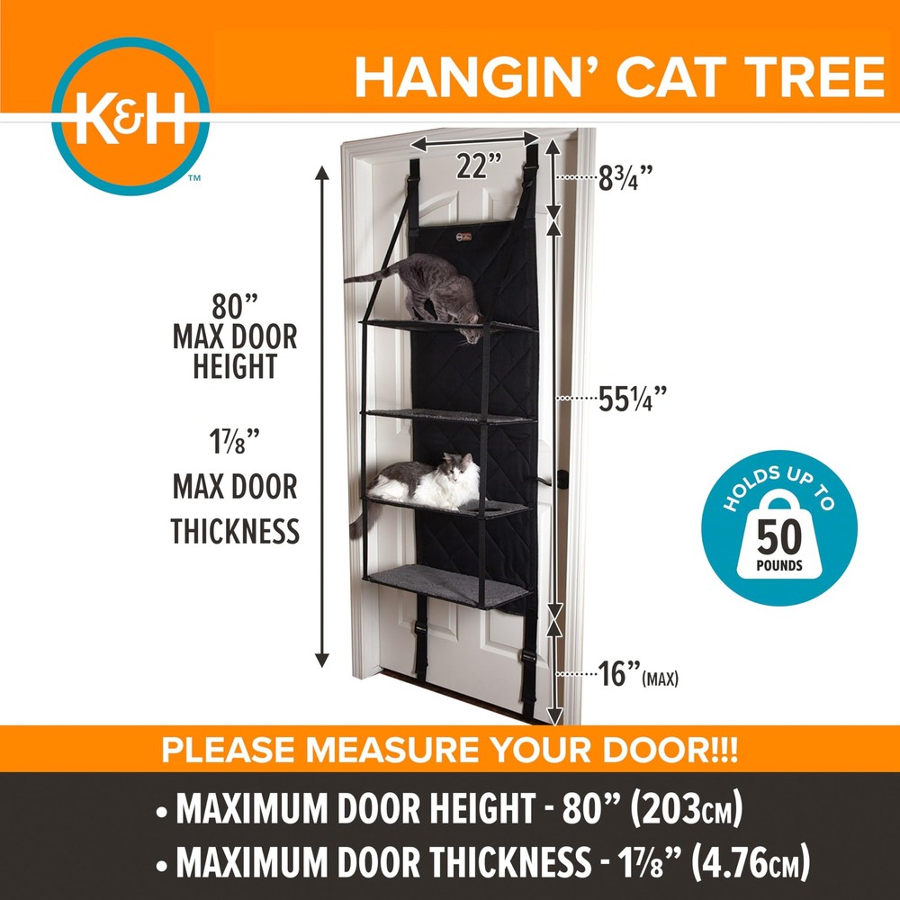 SpaceSaving DoorMounted Cat Tree with MultiLevel Perch and Hammock Bed