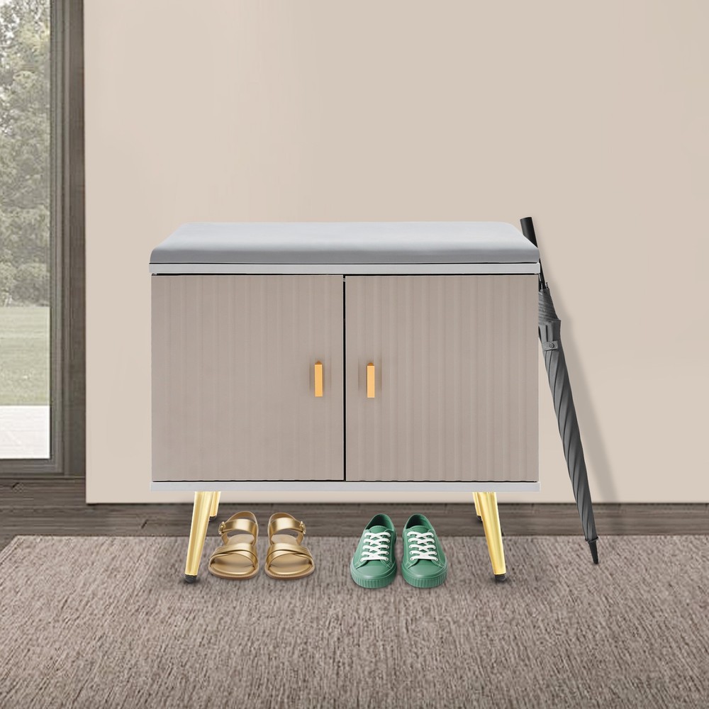 Freestanding Shoe Storage Bench Rectangular Shoe Bench with Cabinet Storage NEW