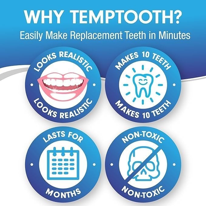 Natural-Looking Temporary Tooth Replacement - DIY Kit with Instructions
