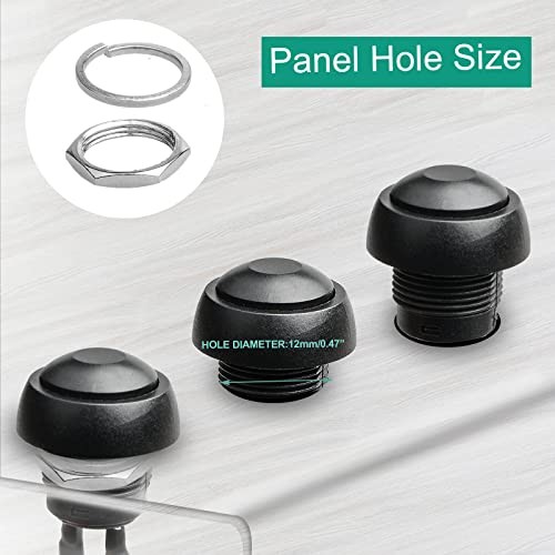 1/2"(12mm) Pre-Wired Mounting Hole On/Off Mini Round Waterproof Black