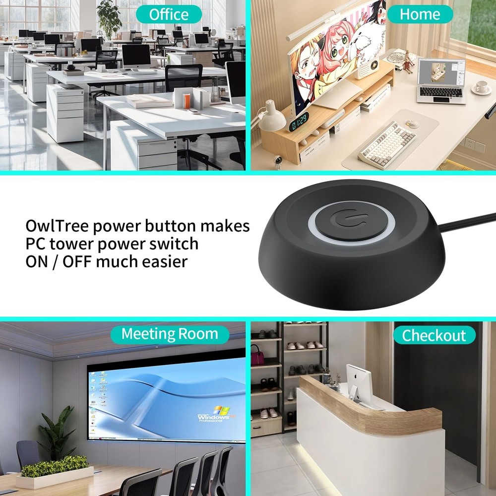 PC Power Button, Desktop Button External Switch ON Off Black