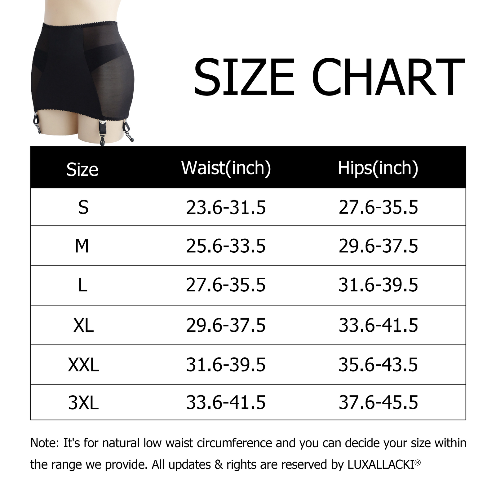 Luxallacki Back Hollow Sheer Garter Belt 6 Straps Suspender Metal Clips Girdle