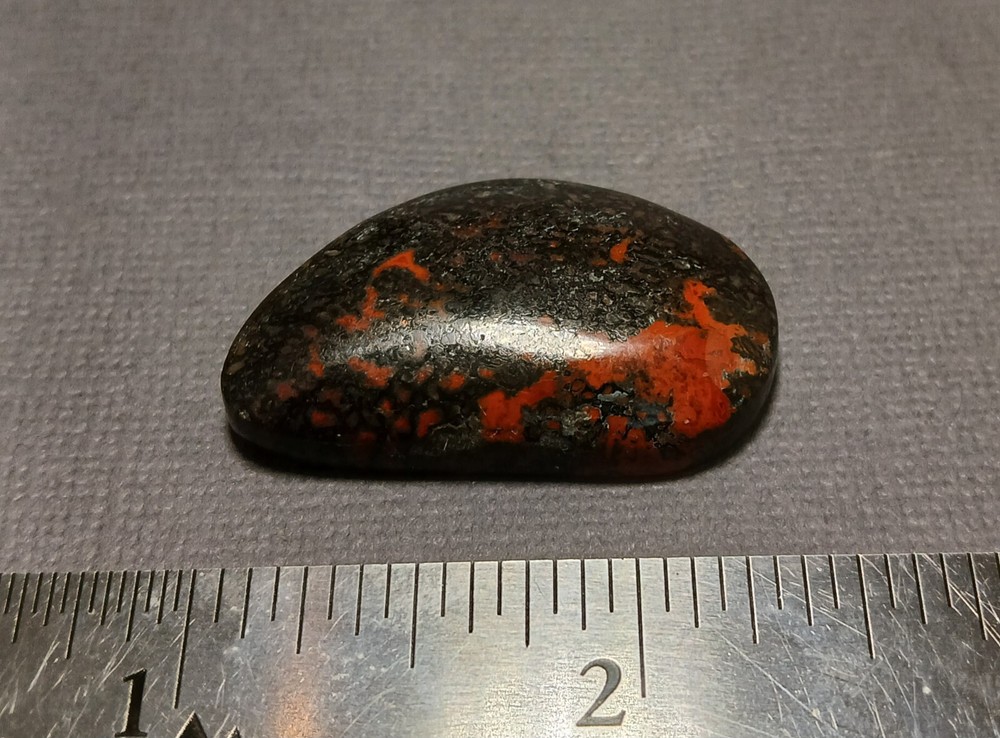 Dinosaur Bone Cabochon - With Large Red Agate Cells