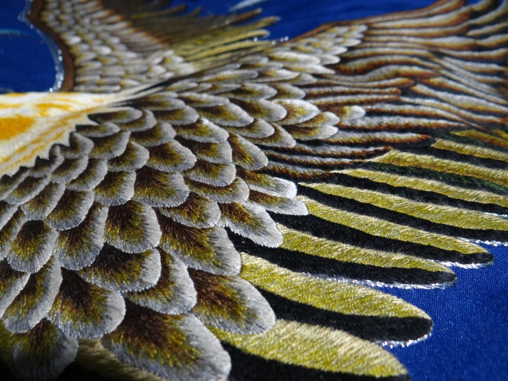 Unique Beautiful hand Embroidered Eagle 40"x 40" Art work