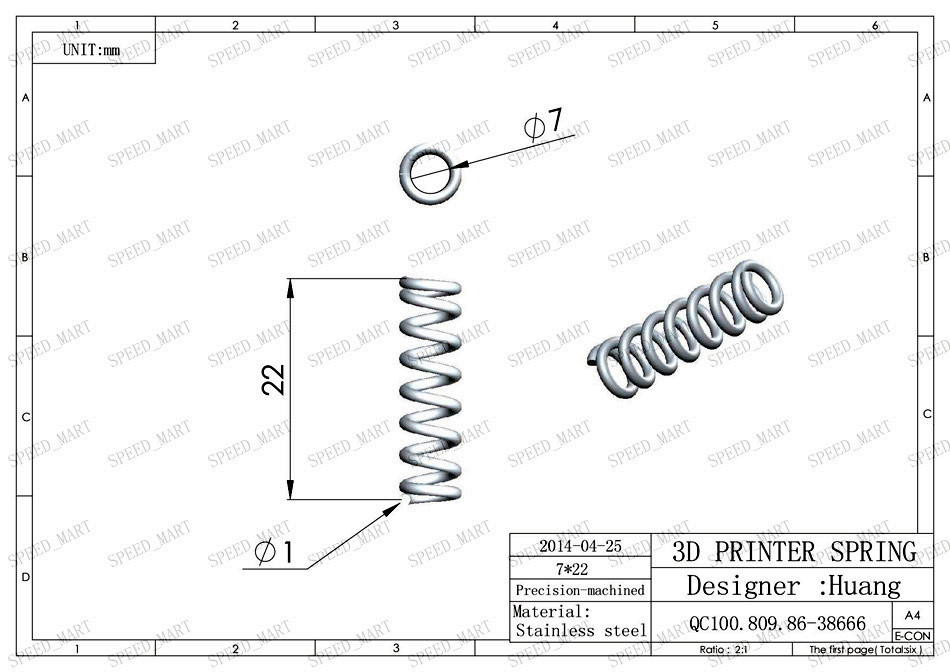 Z-axis platform supporting springs for Reprap Prusa Mendel 3D Printer