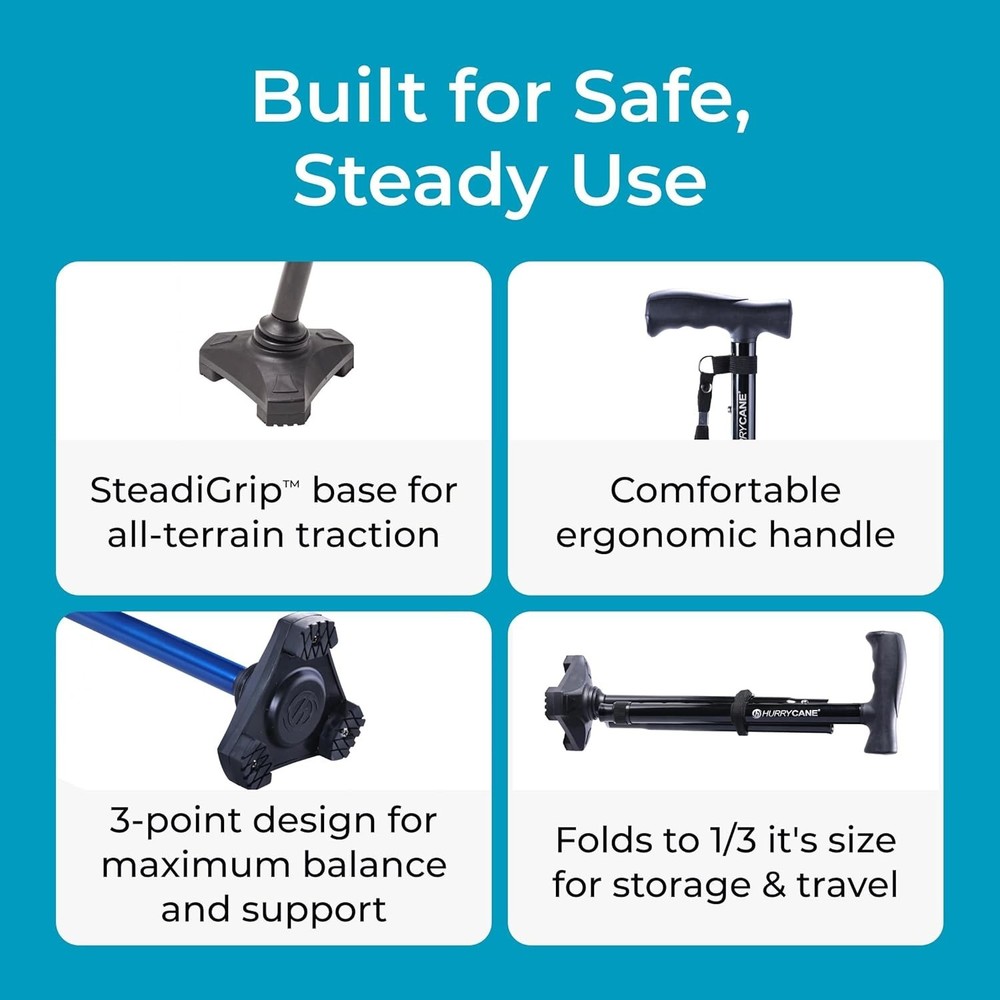 Foldable Walking Cane with T Handle