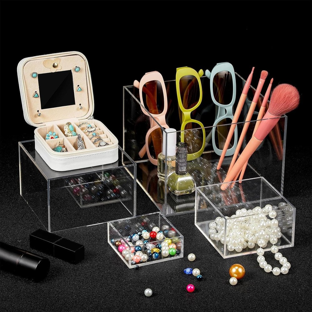 6 Pack Acrylic Risers for Display Acrylic Cube Boxes Risers Display Stands wi...