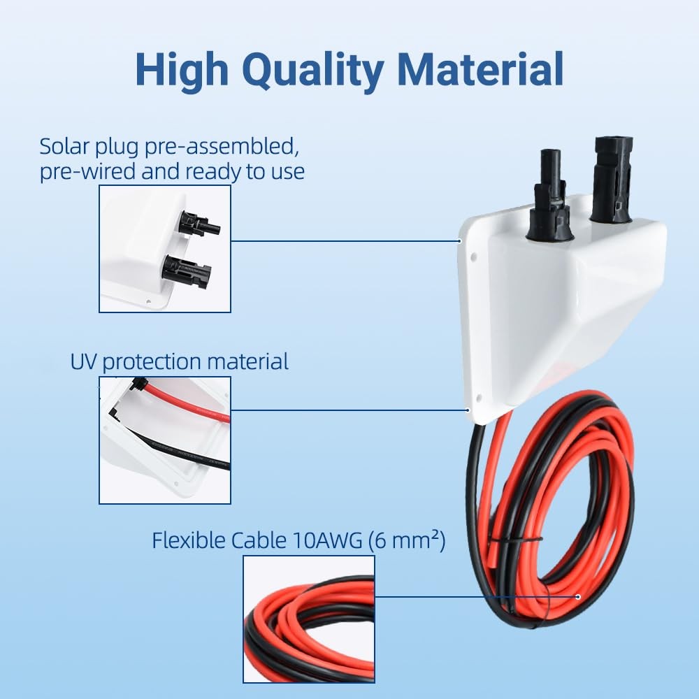 Slocable Solar Cable Entry Gland with 10Ft 10AWG Soft Copper Cable,UV white