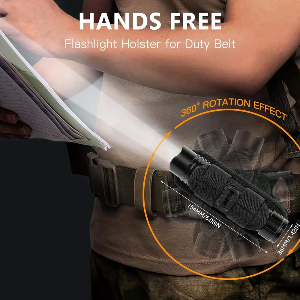 Rechargeable Tactical LED Flashlight with Belt Holster