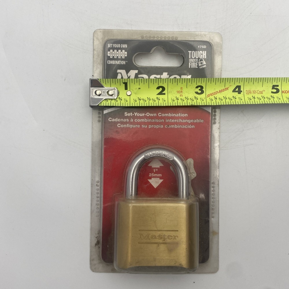 NEW Master Lock Resettable Combination Padlock 2" wide Brass 175D