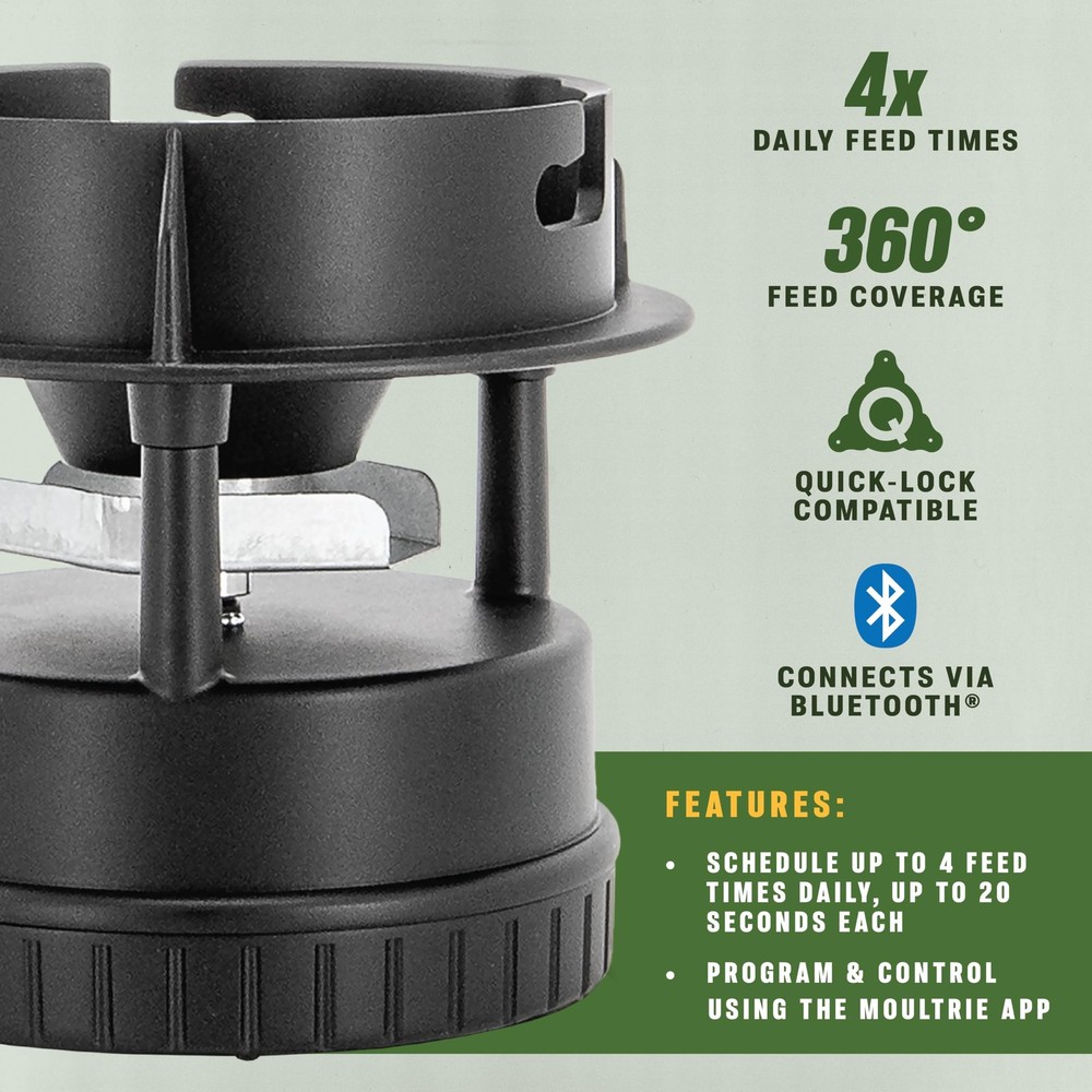 Moultrie All-in-One Deer Feeder Kit, Quicklock, Digital Timer, Bluetooth