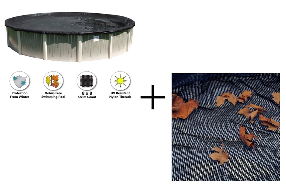 Deluxe Plus Above Ground Swimming Pool Winter Cover & Leaf Net (Choose & Size)