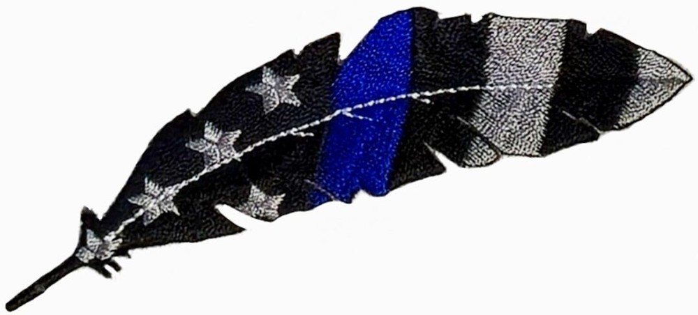 Feather USA Flag Thin blue Line Embroidered Patch - 2PC IRON ON 4"x1"