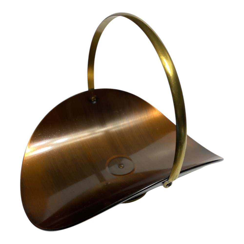 Coppercraft Guild Burnished Copper Mini basket with Brass Base and Swing Handle