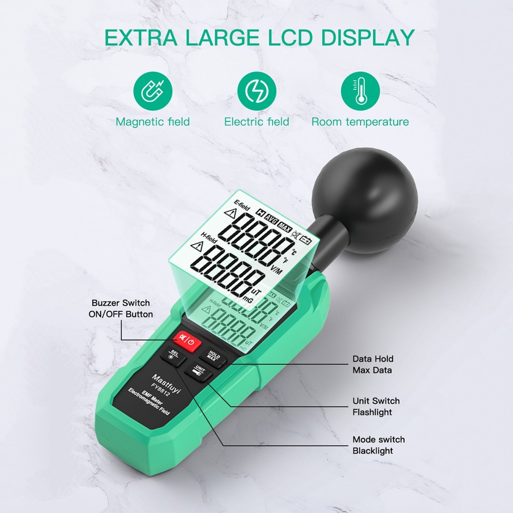 Mastfuyi EMF Meter Electromagnetic Field Tester High E5E2