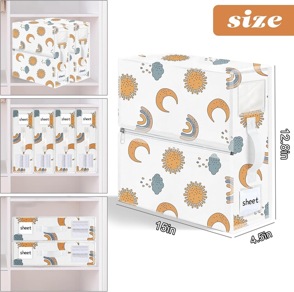 4 Pack Sheet Organizers Foldable Storage Boxes Queen King