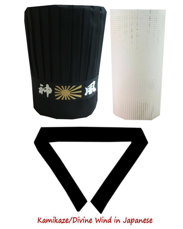 Divine Wind Hibachi Chef Tall Hat Set New 6 Colors, Free Shipping