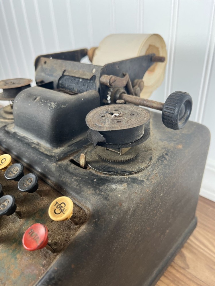 Burroughs 8 Column Adding Machine Antique Mechanical Calculator with Crank