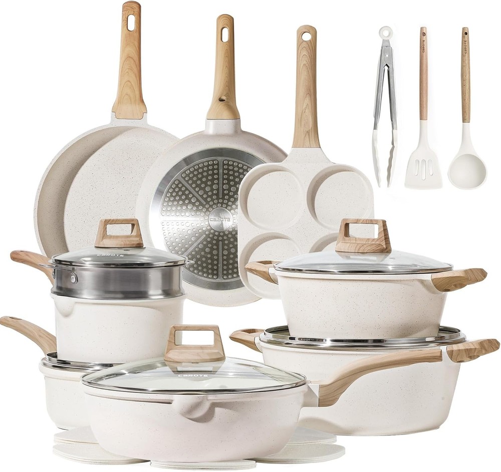 Granite Nonstick Cookware Set, 21Pcs Induction Compatible