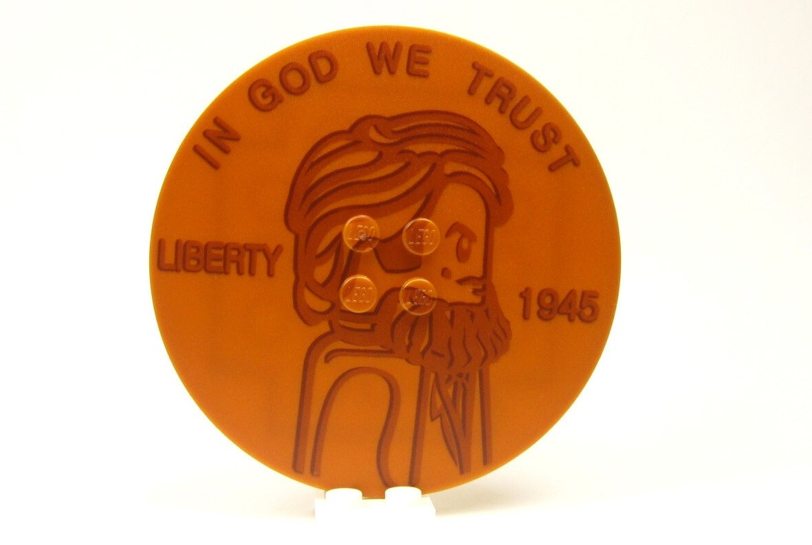 BATCAVE PENNY specialty printed on a Real LEGO® brick