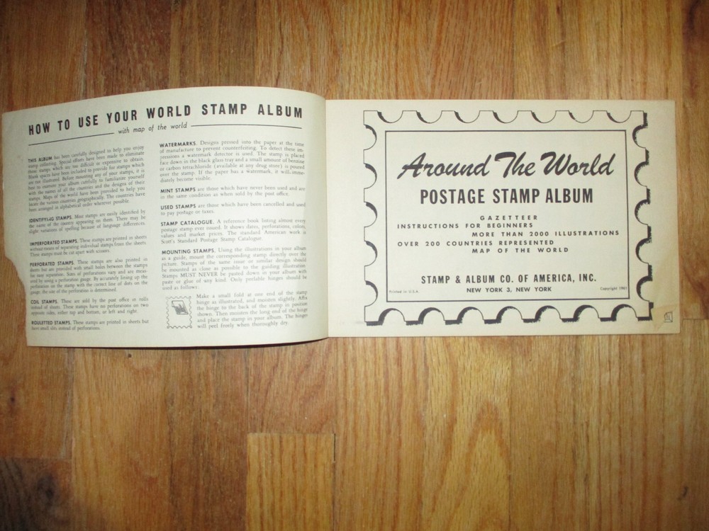 Around the World United States And Foreign Postage Stamp Album Gazetteer 1961