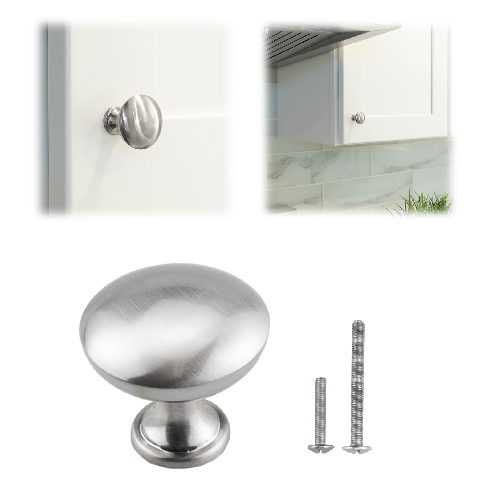 Mushroom Brushed Satin Nickel Kitchen Cabinet Knob Pull Hardware Closet Cupboard