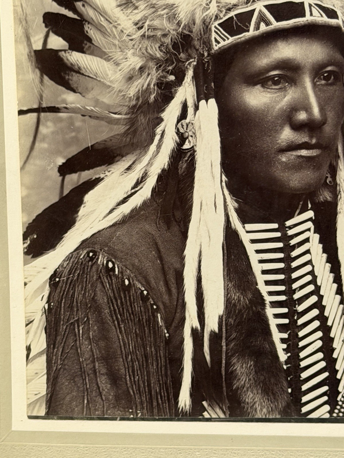 Native American Indian Warrior Photograph Titled: "Kiowa Brave"; "Poor Buffalo"