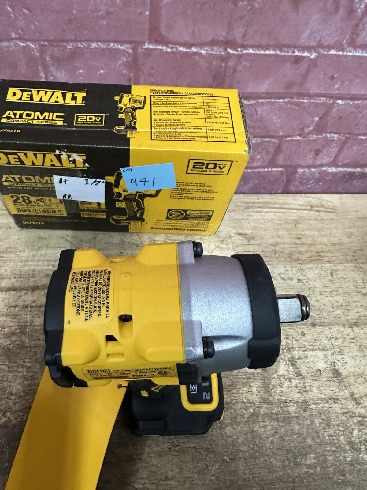 DEWALT DCF921B 20V 1/2inch Impact Wrench (Tool Only) Open Box