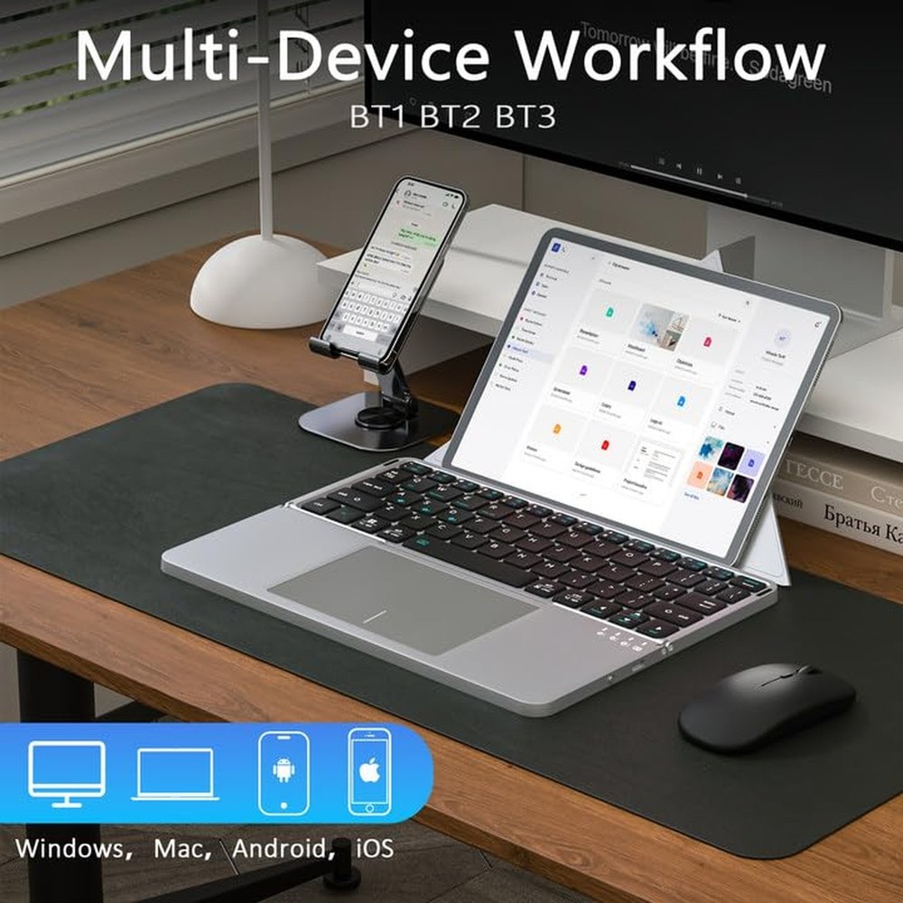 Foldable Keyboard and Mouse, MEKO Folding Wireless Bluetooth Keyboard and Mou...