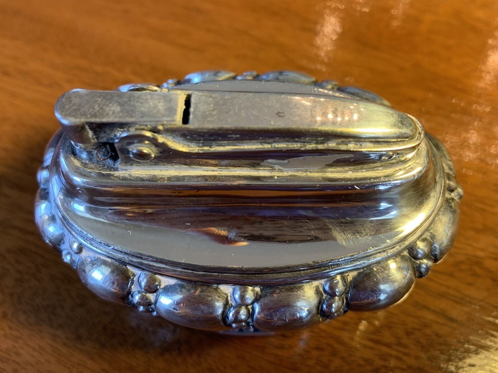 Vintage Ronson Crown Cigarette Table Lighter Silver Plated