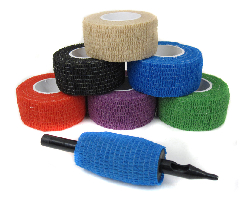 1" Self Adherent Adhesive Free Tattoo Grip Wrap Cover Cohesive Bandages Tape 5yd