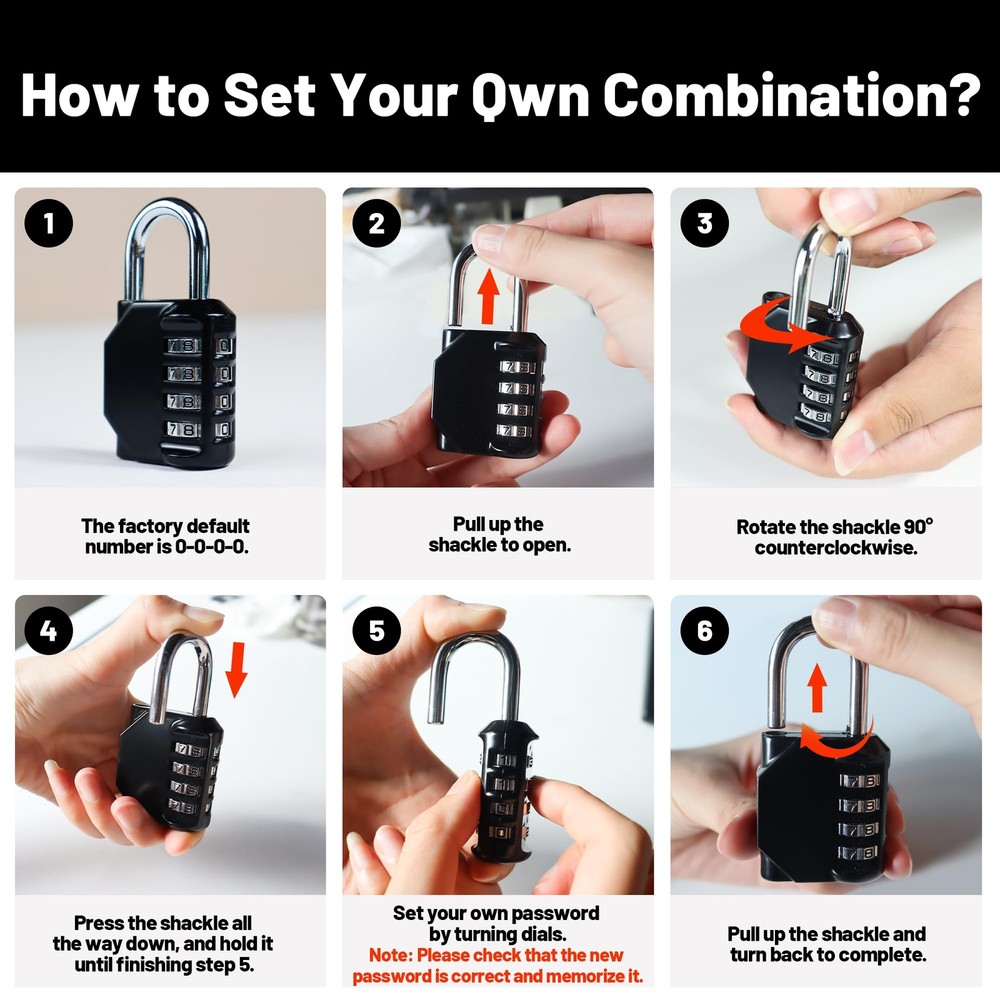 2 Pack Combination Lock, 4-Digit Padlock Keyless, Resettable Luggage Locks for B