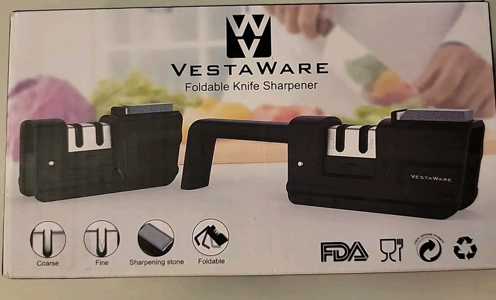 Kitchen Knife Sharpener - Vestaware Foldable 2-Stage Knife Sharpening Accessory