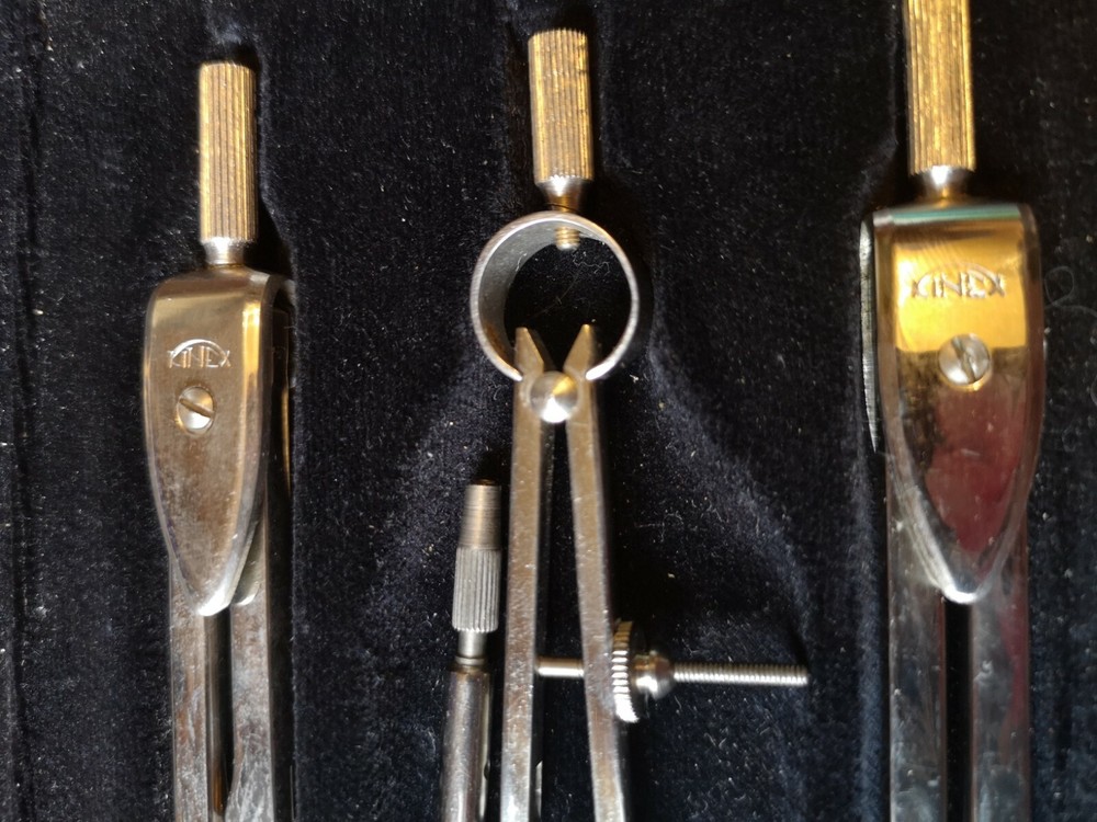 VINTAGE KINEX TECHNICAL DRAWING SET 3 DIFFERENT COMPASSES
