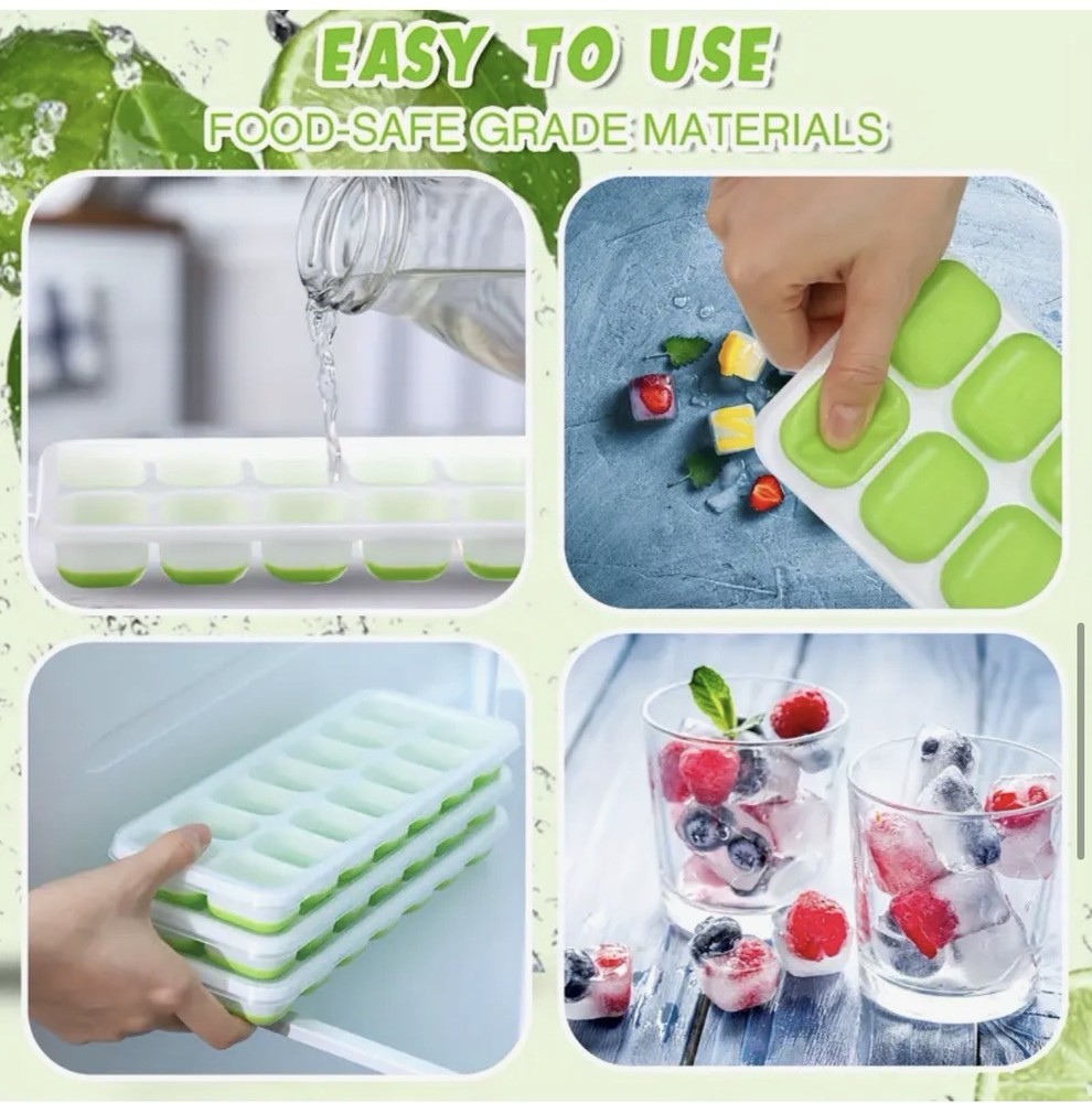 36 Pack Silicone Ice Cube Trays - Flexible Stackable Molds with Lid for Drinks &