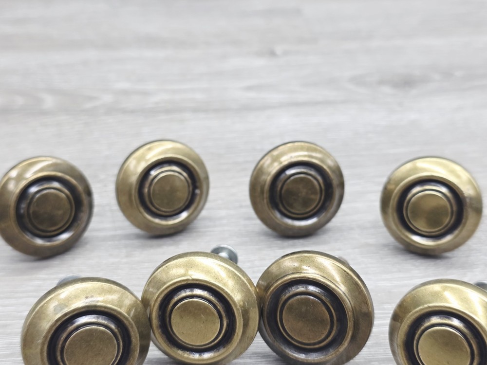 8 Vintage Brass Round Reclaimed Drawer Pulls Knobs With Hardware