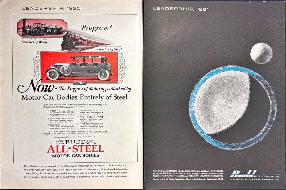 Budd Electronics Space Data Processing Vintage 2 Page Print Ad 1961