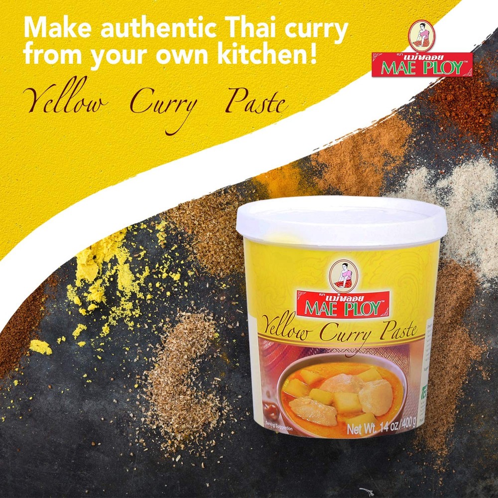 Mae Ploy Thai Yellow Curry Paste for Restaurant-Quality Curries Aromatic Blend