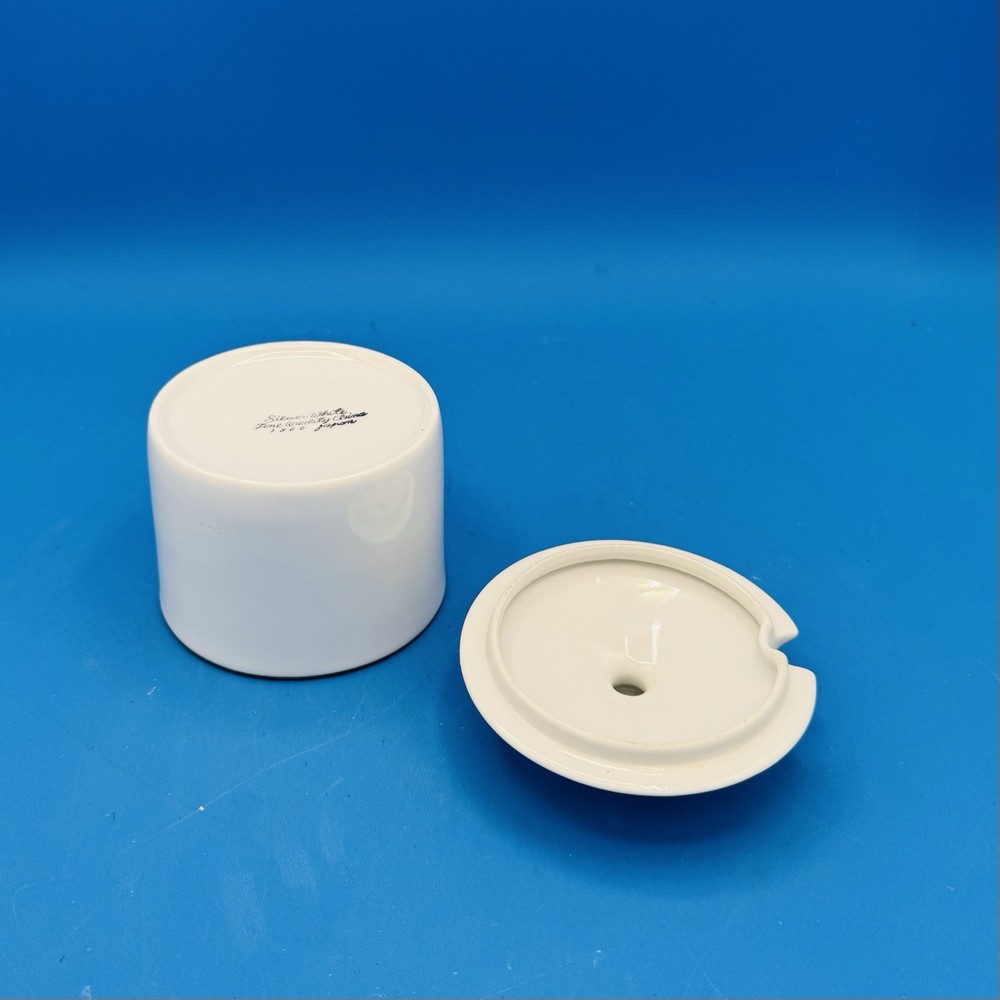 Silver White China Sugar Bowl 5” With Lid