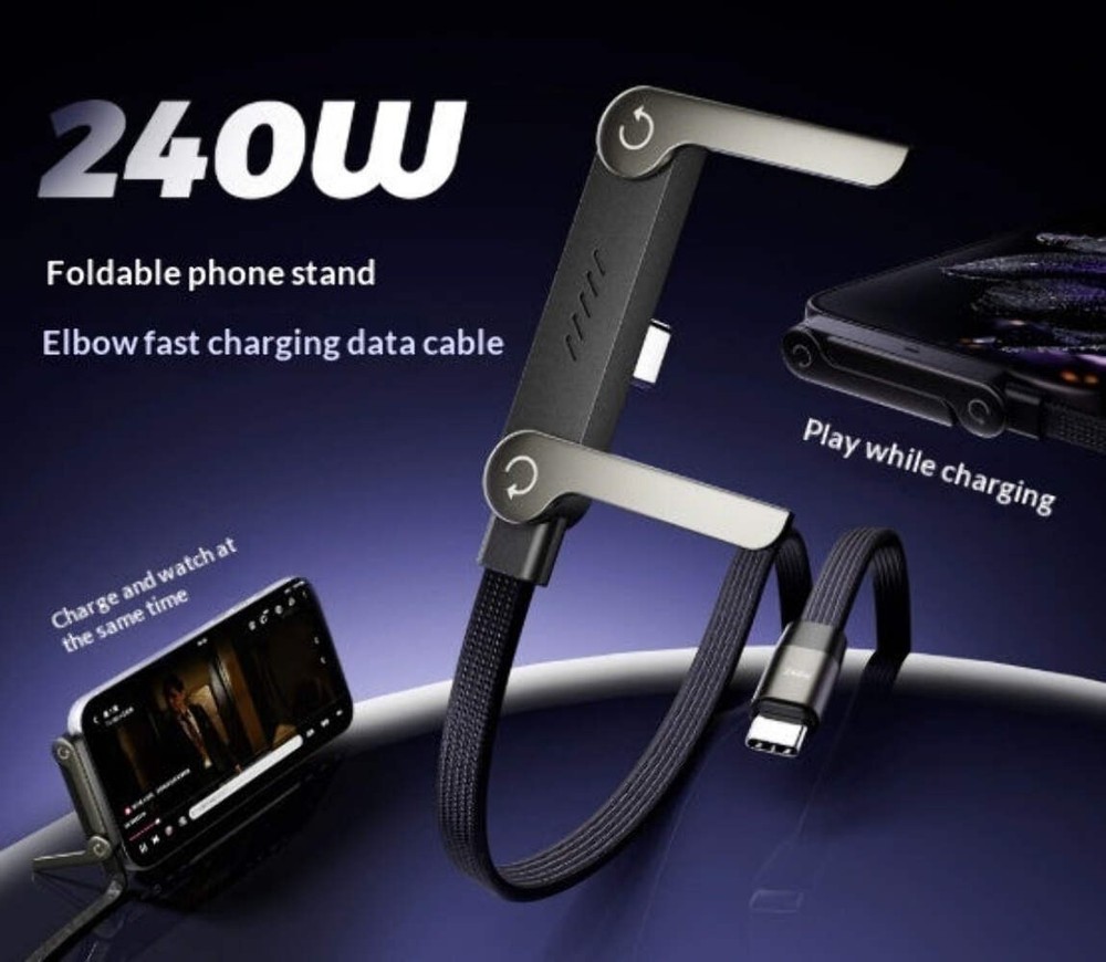 Fast Charging Foldable Bracket Data Cable 2-in-1 Data Wire Foldable Phone Tablet