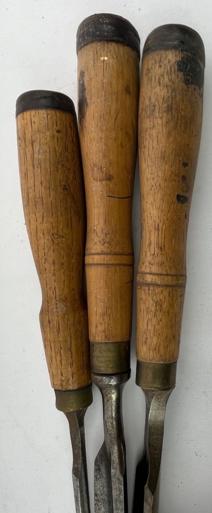 3 James Swan Socket Firmer Gouges with Handles 1 ", 7/8" & 1/4" Ready To Use