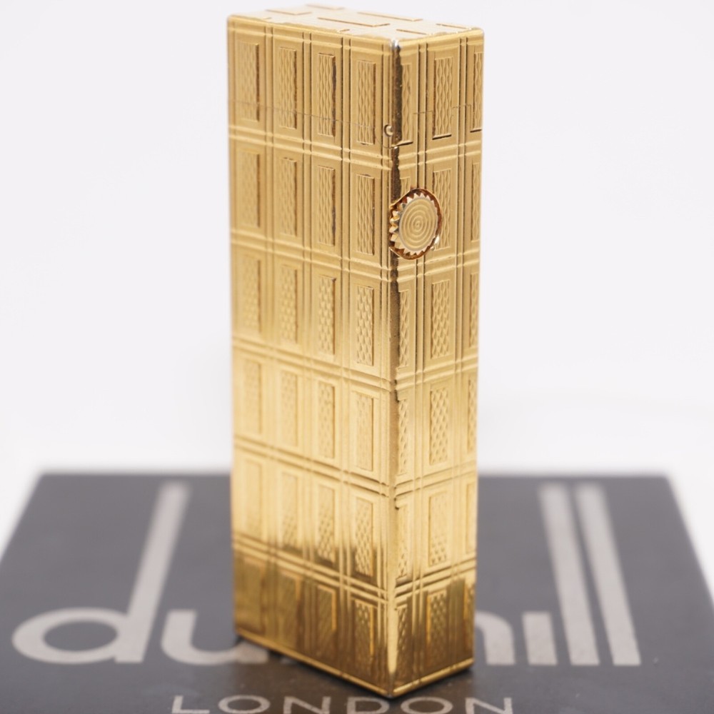 Rare Dunhill Lighter Gold check Pattern-Ultrasonically cleaned