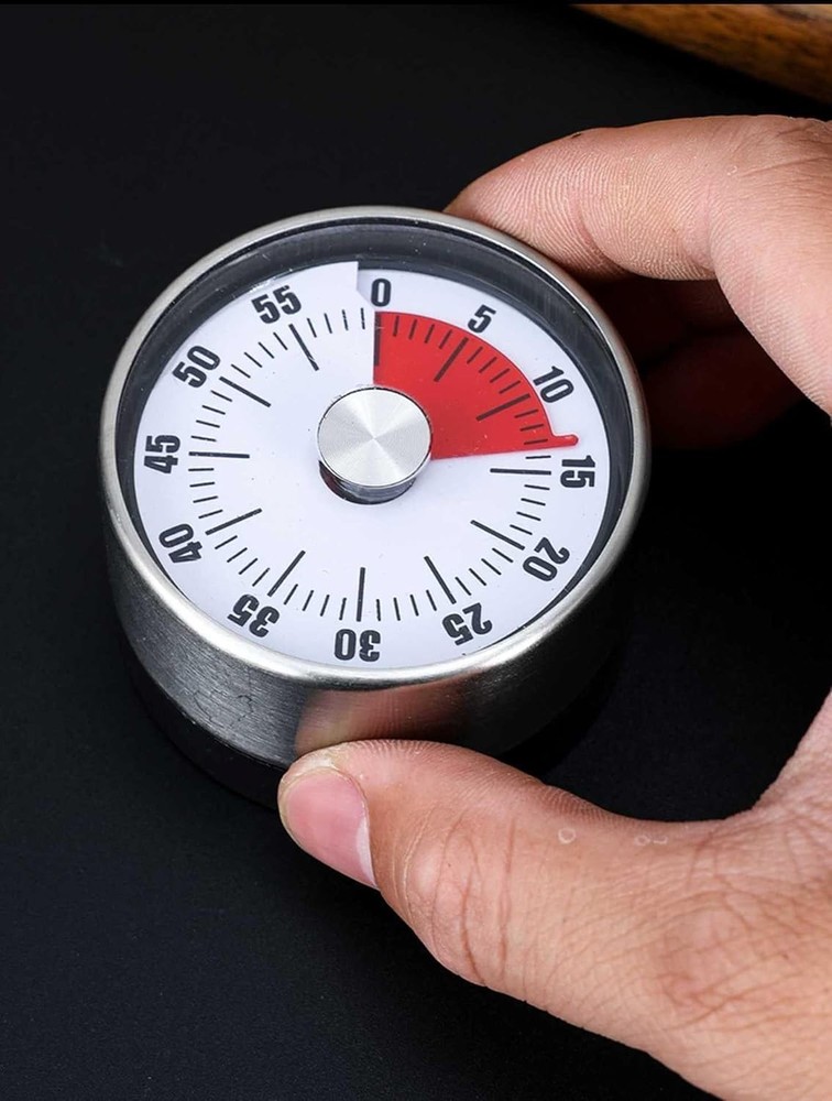 Versatile Magnetic Kitchen Timer - 60-Minute Countdown Stainless Steel Design